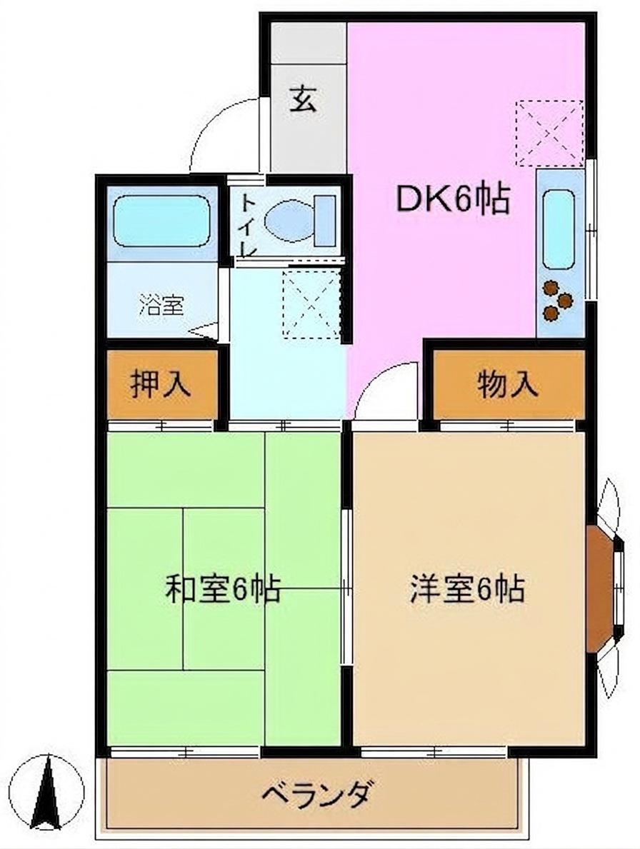 プレイス本郷弐番館(2DK/2階)の間取り写真