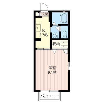 サンライズB棟(1K/1階)の間取り写真
