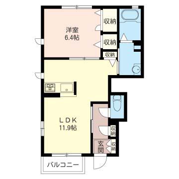 ルミエール NEO(1LDK/1階)の間取り写真