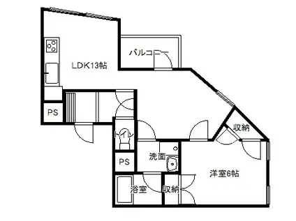 金沢ビューシャトウ(1LDK/4階)の間取り写真