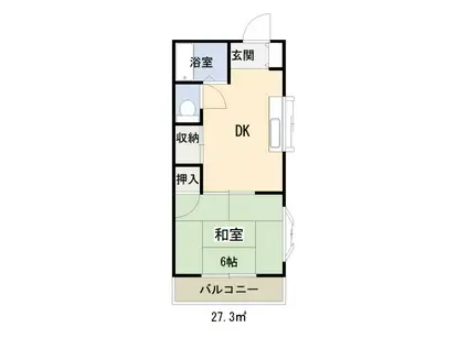 ヴィラ塚越(1DK/2階)の間取り写真