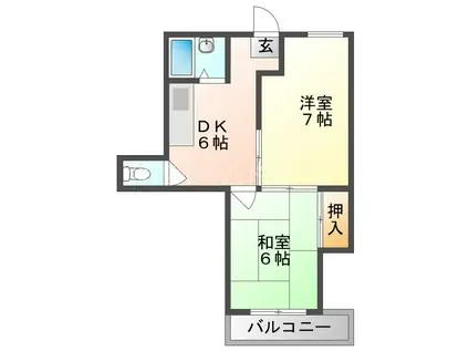 古川ビレッジ(2DK/4階)の間取り写真