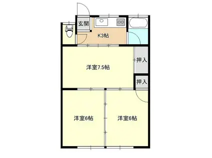 秀雲荘(3K/1階)の間取り写真