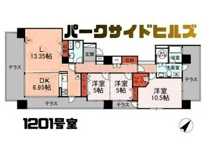 パークサイドヒルズ(3LDK/12階)の間取り写真