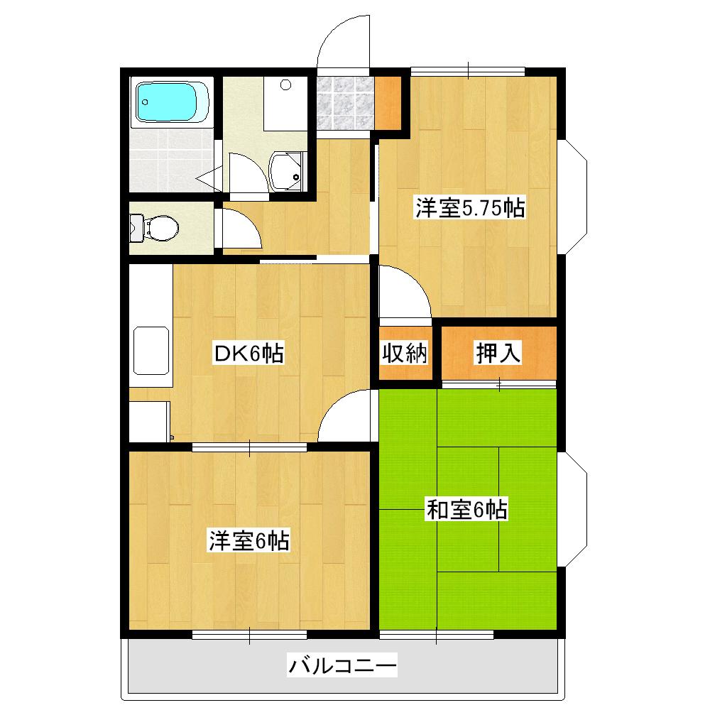 エスプワール(2LDK/2階)の間取り写真