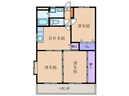 ドゥーズ松ノ木(3DK/2階)の間取り写真