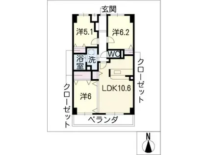 ラピスラズリTN(3LDK/2階)の間取り写真