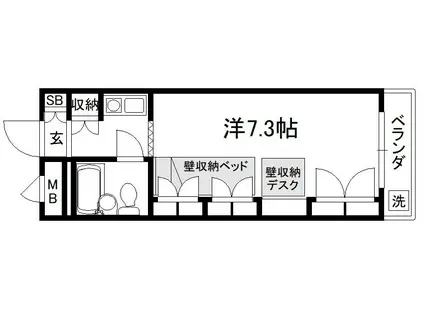 セレーネ田辺IV(1K/3階)の間取り写真