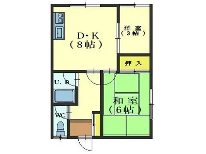 コミュニティ富岡I(1SDK/2階)の間取り写真