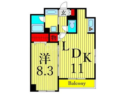 ライジングプレイス浅草参番館(1LDK/5階)の間取り写真