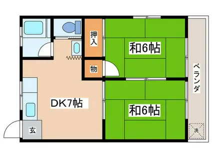 第二ハイツ芳兵衛(2DK/1階)の間取り写真