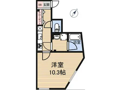 LEGALAND西新宿(1K/2階)の間取り写真