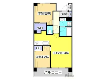 プライムメゾン武蔵野の杜(2LDK/2階)の間取り写真