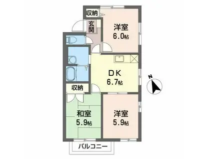 ディアスちごちご(3DK/1階)の間取り写真
