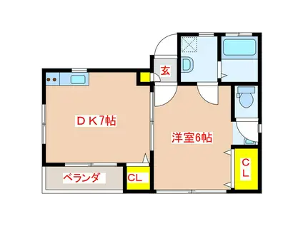 コーポサカエシングルハウス I(1DK/2階)の間取り写真