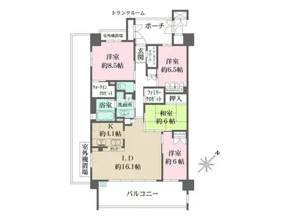 ローレルコート夙川レジデンス(4LDK/1階)の間取り写真