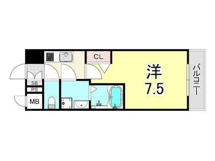 MJC大阪ファインゲート(1K/4階)の間取り写真