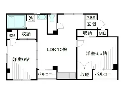 西新宿岡ビル(2LDK/2階)の間取り写真