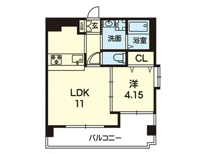 プラウド新生(1LDK/5階)の間取り写真