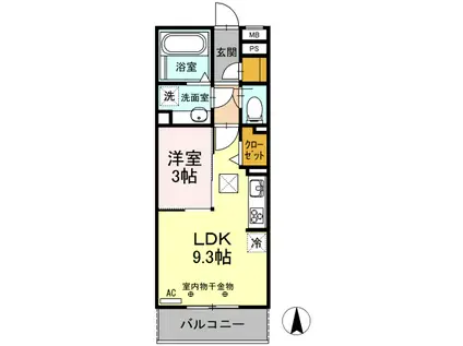 パステル一宮(1LDK/1階)の間取り写真