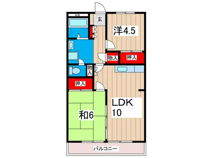 キタミビル A(2LDK/1階)の間取り写真