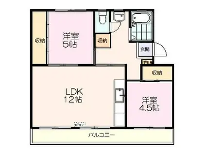 伊草団地 7号棟(2LDK/5階)の間取り写真