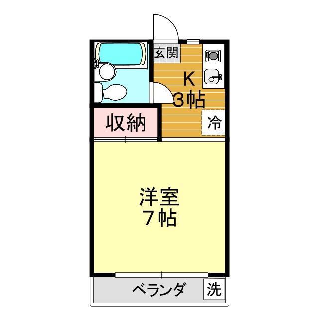 けやきハウス(1K/2階)の間取り写真