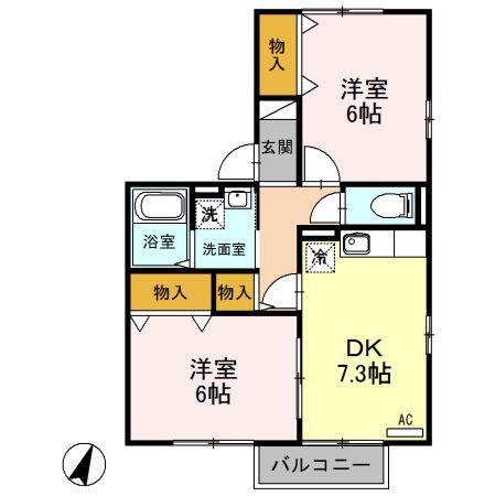 ファミールNEO(2DK/2階)の間取り写真
