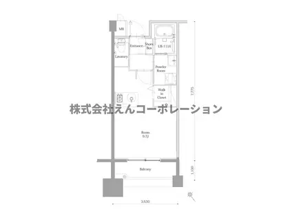 エンクレスト呉服町(ワンルーム/9階)の間取り写真