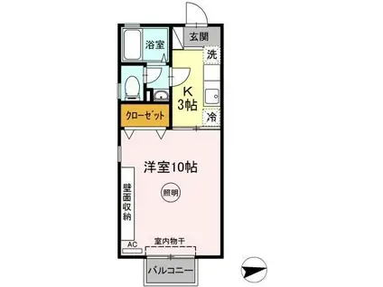 キャッスルII(1K/1階)の間取り写真