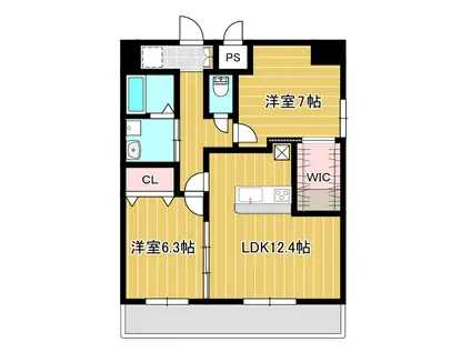 グレイスハイツ東中通タワー(2LDK/12階)の間取り写真