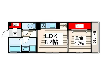 GRANDEUR中葛西(1LDK/1階)の間取り写真