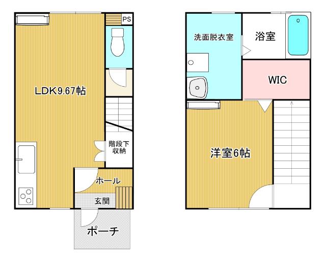 ビオラ新富山D棟(1LDK/1階)の間取り写真