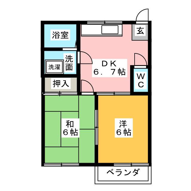 グリーンハイツ三五沢(2DK/2階)の間取り写真