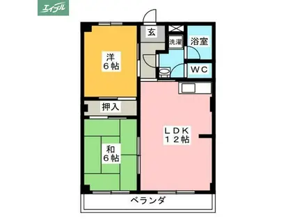 虫明第ニマンション(2LDK/1階)の間取り写真