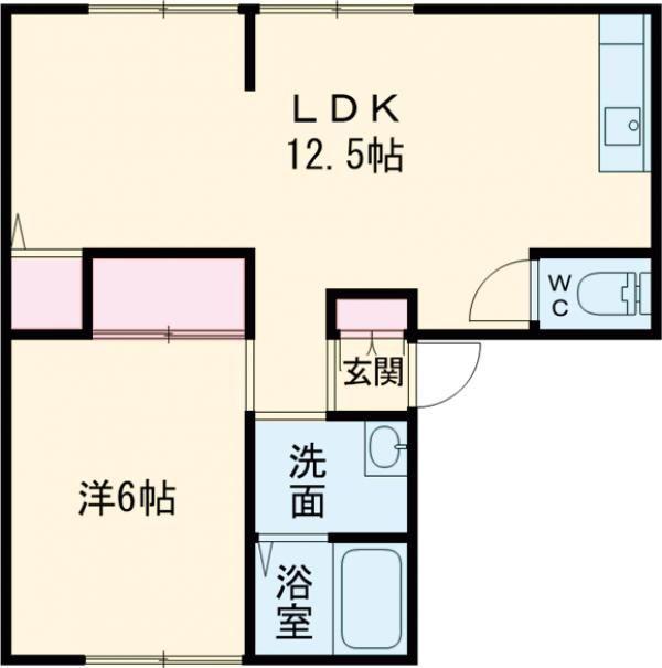 サンビレッジエクセルC棟(1LDK/1階)の間取り写真
