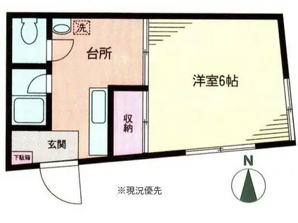 第3松岡荘(1K/2階)の間取り写真