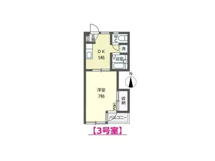 コーポウエスト(1DK/3階)の間取り写真