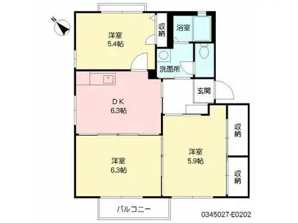 メゾンエスプワールE(3DK/2階)の間取り写真