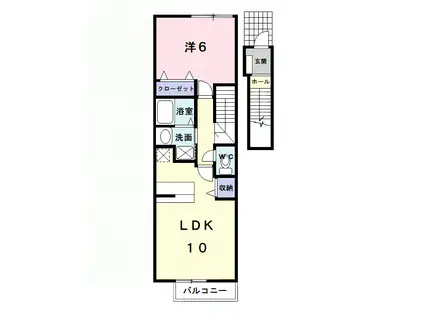 サン・フィールド IIB(1LDK/2階)の間取り写真