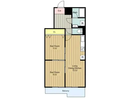モンテフレンテ(2LDK/2階)の間取り写真