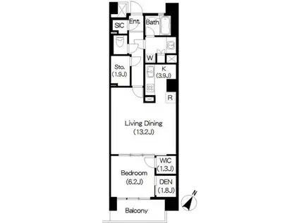 BRILLIA IST 三軒茶屋 ブラッサムテラス(1SLDK/5階)の間取り写真