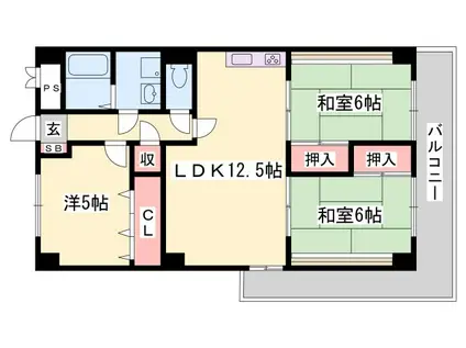 メゾン花北(3LDK/5階)の間取り写真