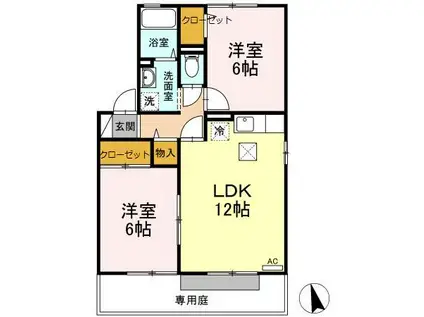 第2アネックスB(2LDK/1階)の間取り写真