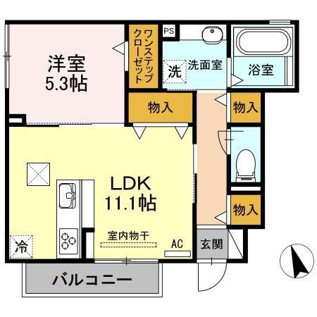 ラ ティエラ(1LDK/1階)の間取り写真
