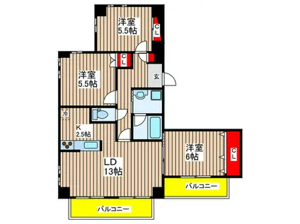 ハオスMSK(3LDK/5階)の間取り写真