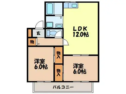 マルセイコート田中町(2LDK/1階)の間取り写真