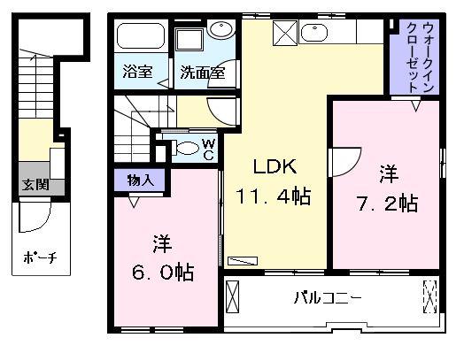 グレース小碓(2LDK/2階)の間取り写真