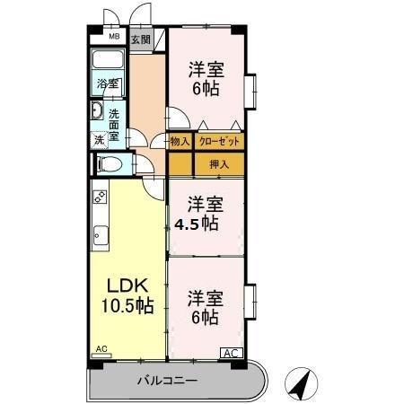 フロンティア・ウィン(3LDK/3階)の間取り写真