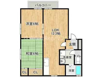 カルテットハウス(2LDK/1階)の間取り写真